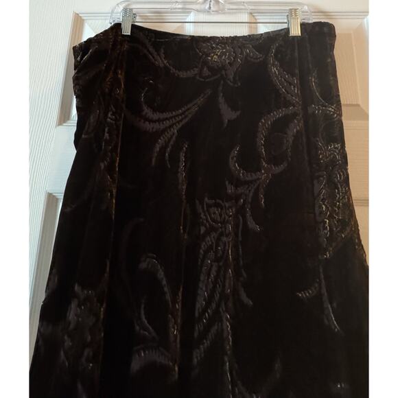 Lauren Ralph Lauren Skirt Womens Velvet Paisley Ruffle Silk Lined Boho 2X - Picture 6 of 8
